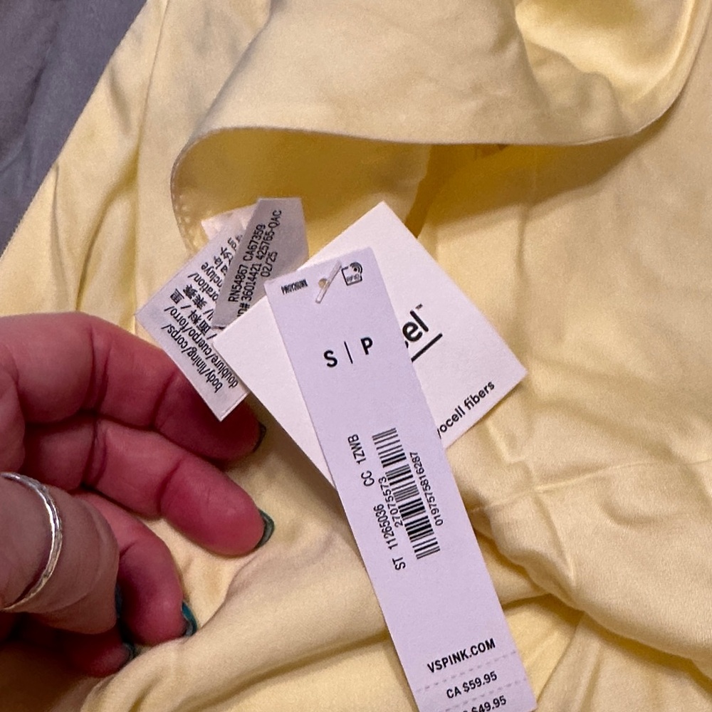 Yellow Satin Slip Dress - Picture 5 of 6